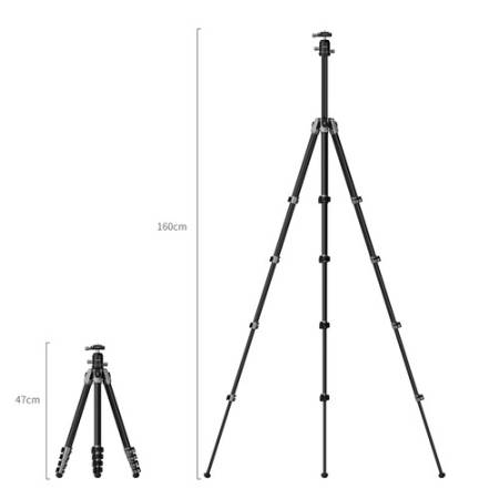 SmallRig 5478 - przenośny zestaw fotograficzny, statyw Carbon + głowica kulowa - wymiary